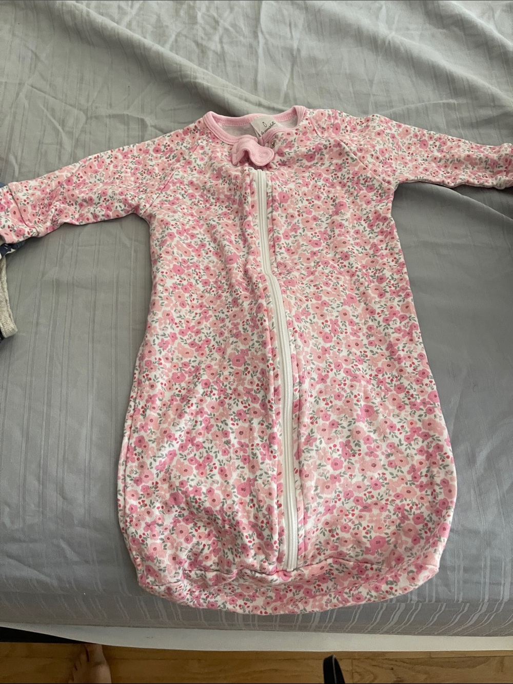Pink Floral Zip-Front Baby Sleep Sack Pajamas